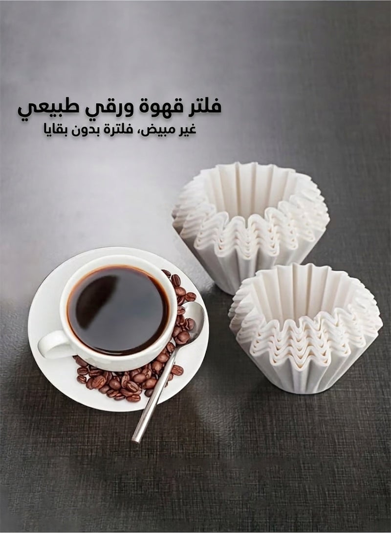 YOONISPRO 50-Piece Unbleached Coffee Paper Filters for 2-5 Cups, Natural Paper Basket Coffee Filters for Compact & Small Coffee Makers, Single Serve Coffee Pot and Drip Coffee Makers, Thickened Disposable Coffee Filter Paper - Image 1