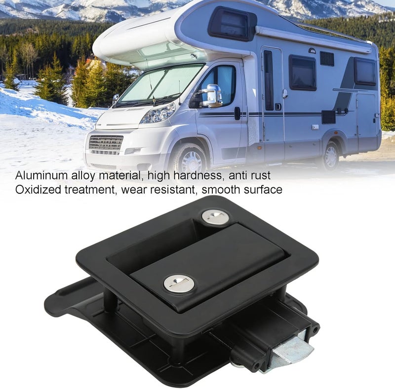 woobles RV Entrance Door Lock Latch Lock Built in Deadbolt Aluminum Alloy for Camper Travel Trailer Motorhome Camper Truck RV Transporter(Black) Black - Image 4
