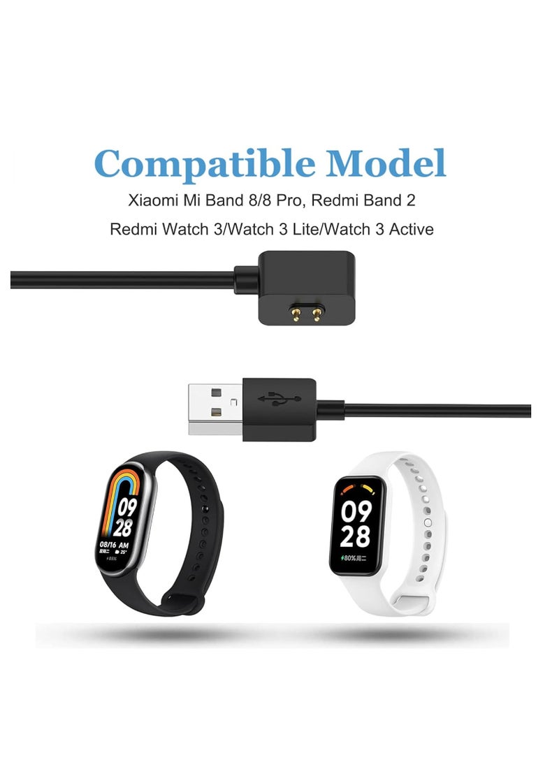 USB Charger for Xiaomi Smart Band 9/8/8 pro,MI 8, MI 7 Pro/Redmi Watch 3,3 lite,3 Active/Redmi Band 2 Watch,  Replacement USB Charger Charging Clip Cable Base Data Sync (100cm, Black) - Image 1