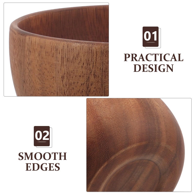 Acacia Wood Salad Bowl Large Flat Bottom Fruit Serving Bowl For Kitchen Dining - Image 4