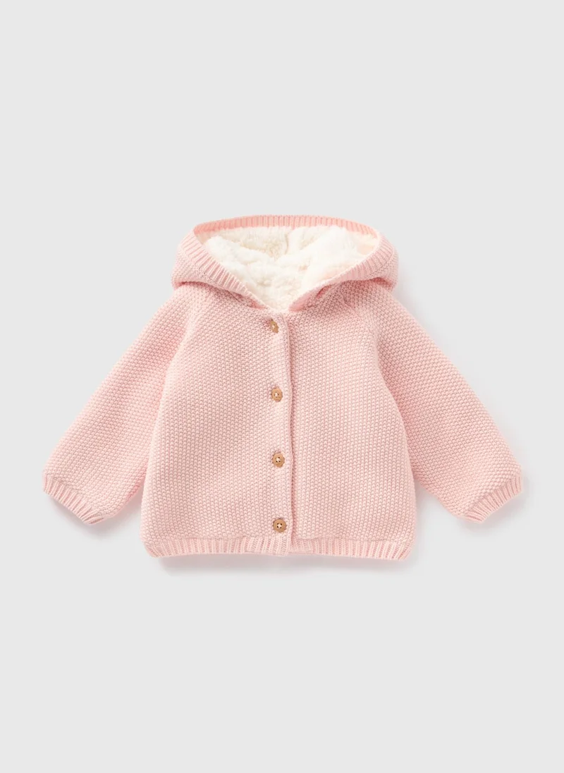 Matalan Baby Pink Borg Lined Knitted Cardigan