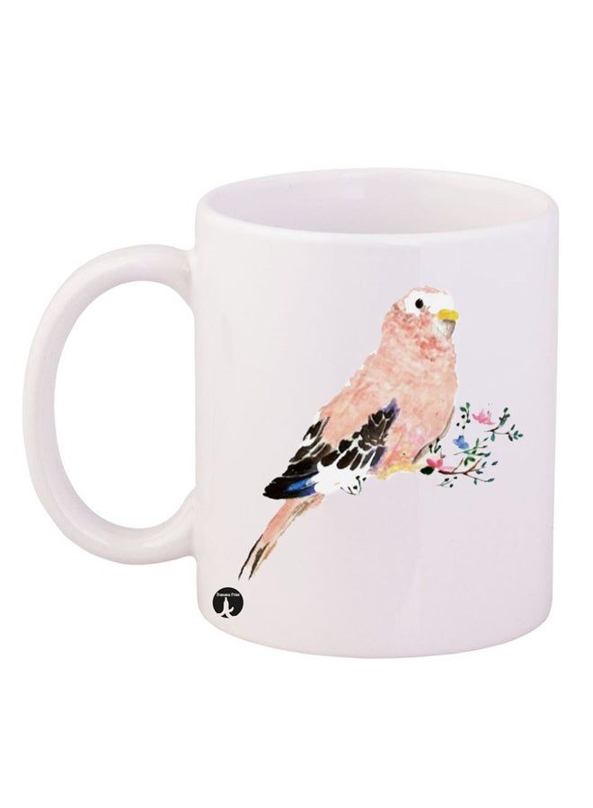 RKN A Bird Design Mug White/Pink/Black 12ounce - Image 1