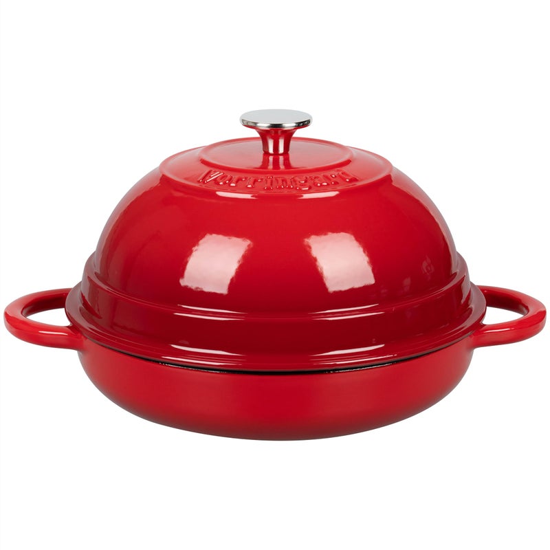 VORRINGARD Cast Iron Enameled Dutch Oven Pot with Lid for Bread Baking, Bread Oven, 6 Quart, Red - Image 1