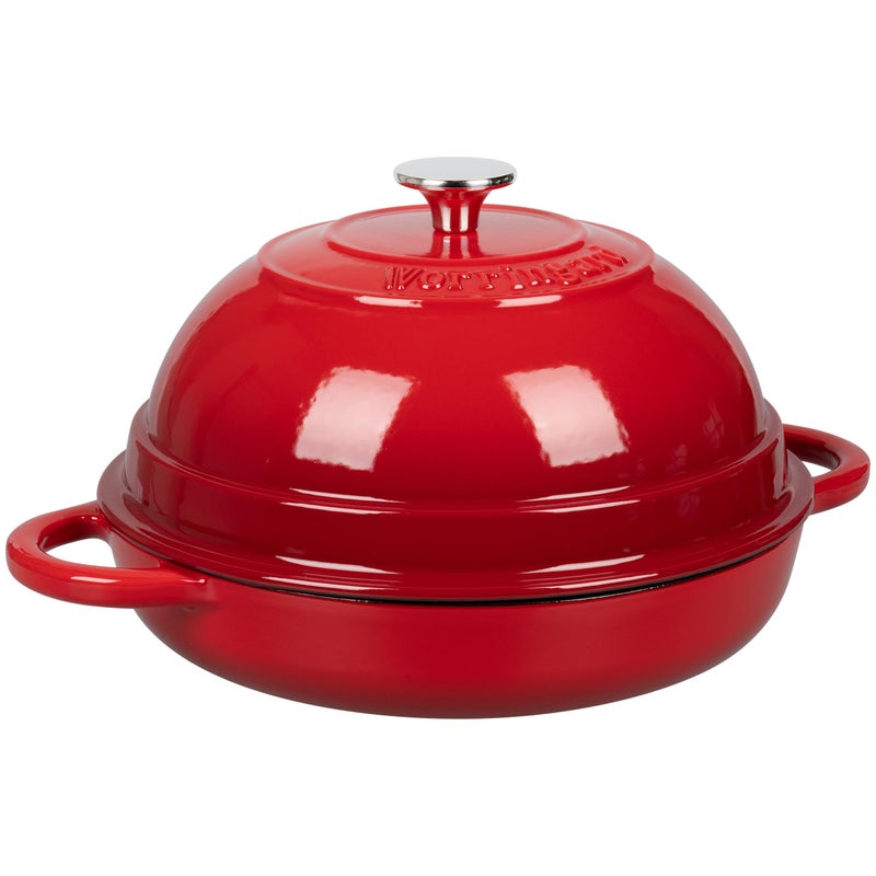VORRINGARD Cast Iron Enameled Dutch Oven Pot with Lid for Bread Baking, Bread Oven, 6 Quart, Red - Image 5