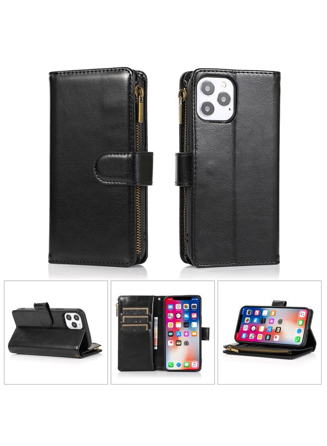 Zaboon Case For iPhone 13 Multifunctional Crazy Horse Texture Horizontal Flip Leather Case with 9 Card Slot & Holder & Zipper Wallet & Lanyard - Image 1