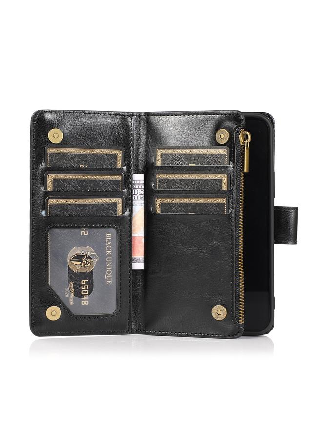 Zaboon Case For iPhone 13 Multifunctional Crazy Horse Texture Horizontal Flip Leather Case with 9 Card Slot & Holder & Zipper Wallet & Lanyard - Image 5