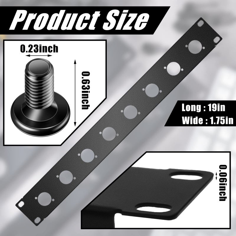 Dunzy 2 Pieces 1U Punched Rack Panels Metal HDMI Rack Mount Connectors Punch out Component Panel for Enclosure Server Computer Equipment Studio, 19 Inch (8D Series) - Image 4