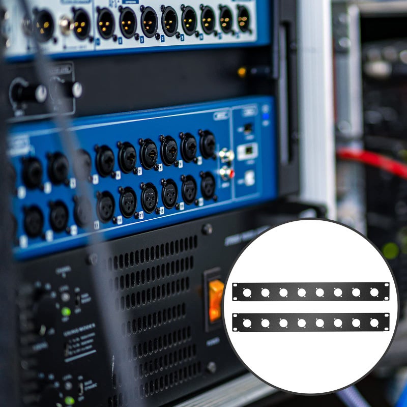 Dunzy 2 Pieces 1U Punched Rack Panels Metal HDMI Rack Mount Connectors Punch out Component Panel for Enclosure Server Computer Equipment Studio, 19 Inch (8D Series) - Image 2