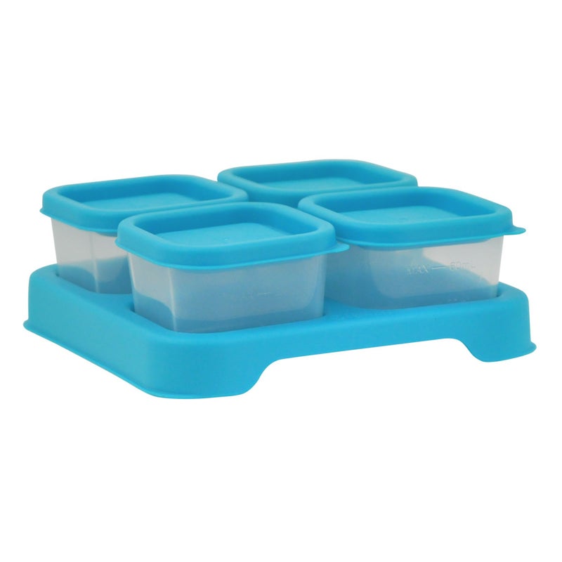 green sprouts Fresh Baby Food Unbreakable Cubes (2oz/4pk) | Store, carry, & serve homemade baby food | Lid provides leak-proof seal, Made from safer plastic, Embossed with measurements - Image 1
