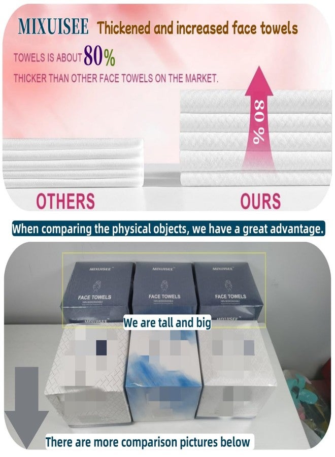 MIXUISEE Disposable face towels, MIXUISEE thick and soft face towels. 100% pure cotton, 150% thickness. Increased size: 12 "x10", Suitable for makeup removal and facial cleansing. (extra thick 60 PCS) - Image 5