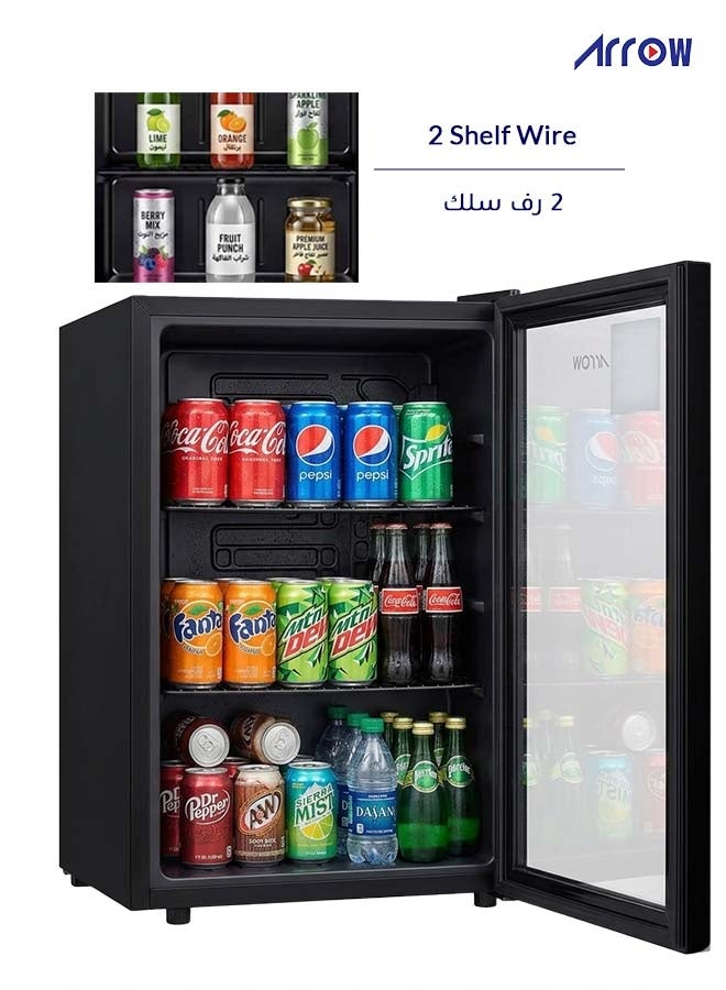 Arrow Beverage Cooler 70L |67 Can Capacity| 2–18°C Adjustable Cooling | LED Light | Compact Mini Fridge | Mechanical Control | Black | with 7 Years warranty on compressor | RO-90SCK - Image 3