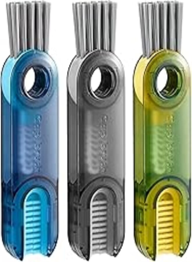 3 in 1 Multi-function Bottle Brushes,3PCS Portable Multipurpose Cleaner Brush Tool Groove Brushe for Outdoor Home Washing Kitchen Tableware Nursing Inner Water Cups Gap Lid Cover Crevice Cleaning