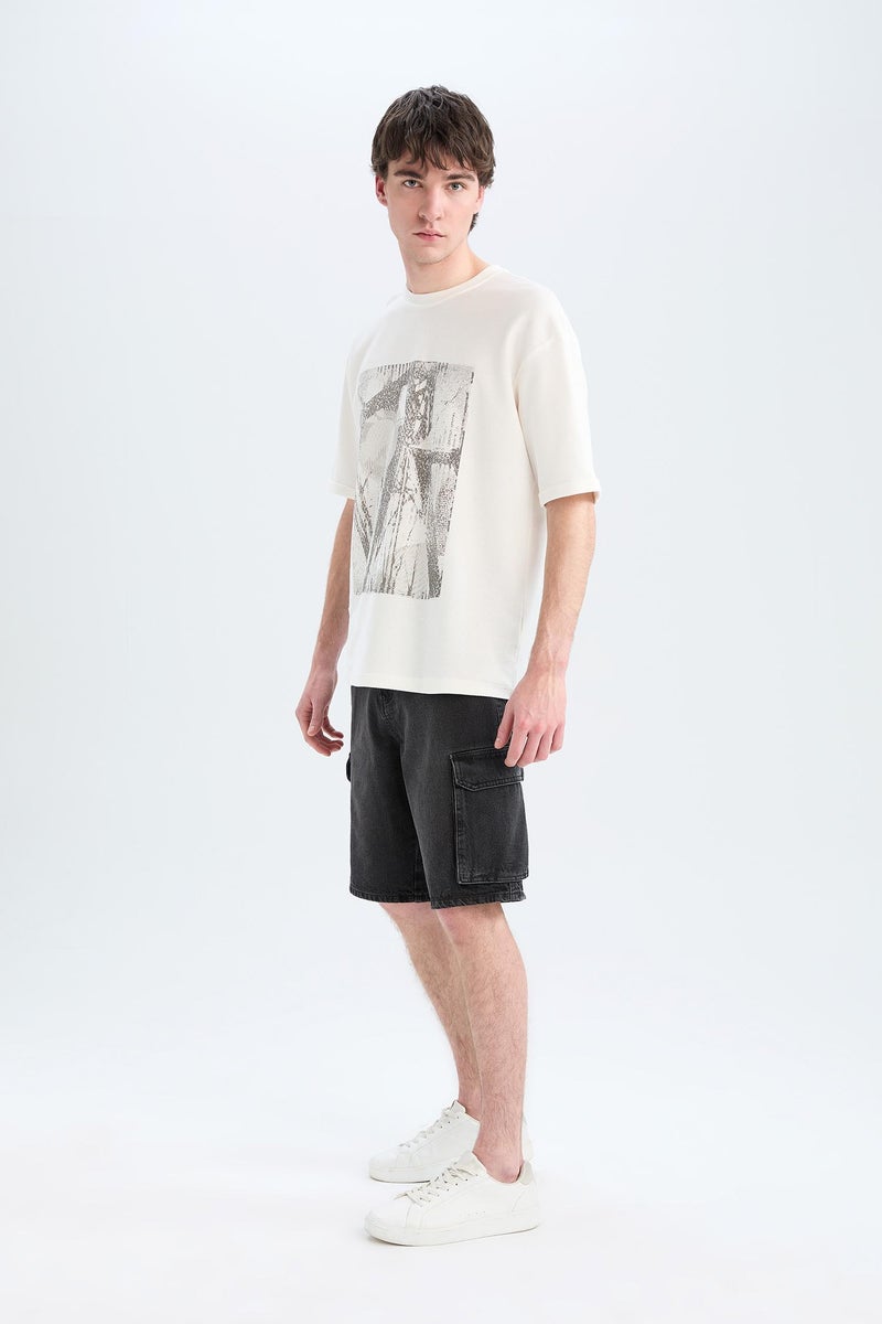 DeFacto Man Cargo Fit Jean Jean Bermuda - Image 3