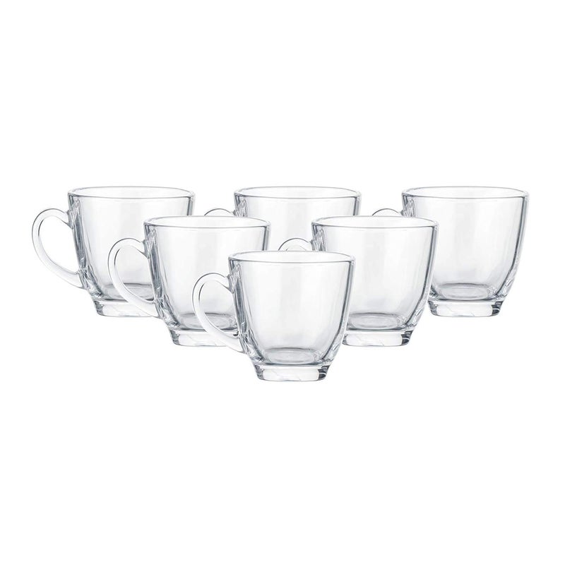 Sixfire Glass Tea and Coffee Cup Cute Clear Transparent Tea Cups Glass Set of 6 Clear 140 Ml - Image 1