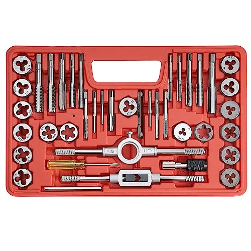 Anfrere 40pcs SAE Tap and Die Set SAE Standard Rethreading Tool Kit Coarse and Fine Threads for Cutting External and Internal Threads Essential Repair Tool Kit with Thread Wrench - Image 1