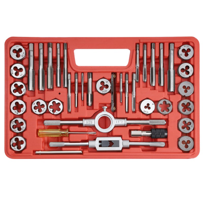 Anfrere 40pcs SAE Tap and Die Set SAE Standard Rethreading Tool Kit Coarse and Fine Threads for Cutting External and Internal Threads Essential Repair Tool Kit with Thread Wrench - Image 2