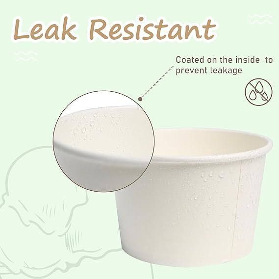 SANWALSA [50 ml, 50 Count, White Disposable Bagasse Paper Container with Lid | Eco-Friendly Bowl/Tub for Picnic, Travel, Food Truck | Ideal for Both Hot & Cold Food - Image 3