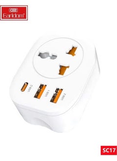 SC17 4-in-1 Power Socket with USB and Universal Plug – 4000W High-Power Multi-Outlet Extension with Fast Charging USB Ports, Built-in Overload Protection, Perfect for Home, Office, and Travel