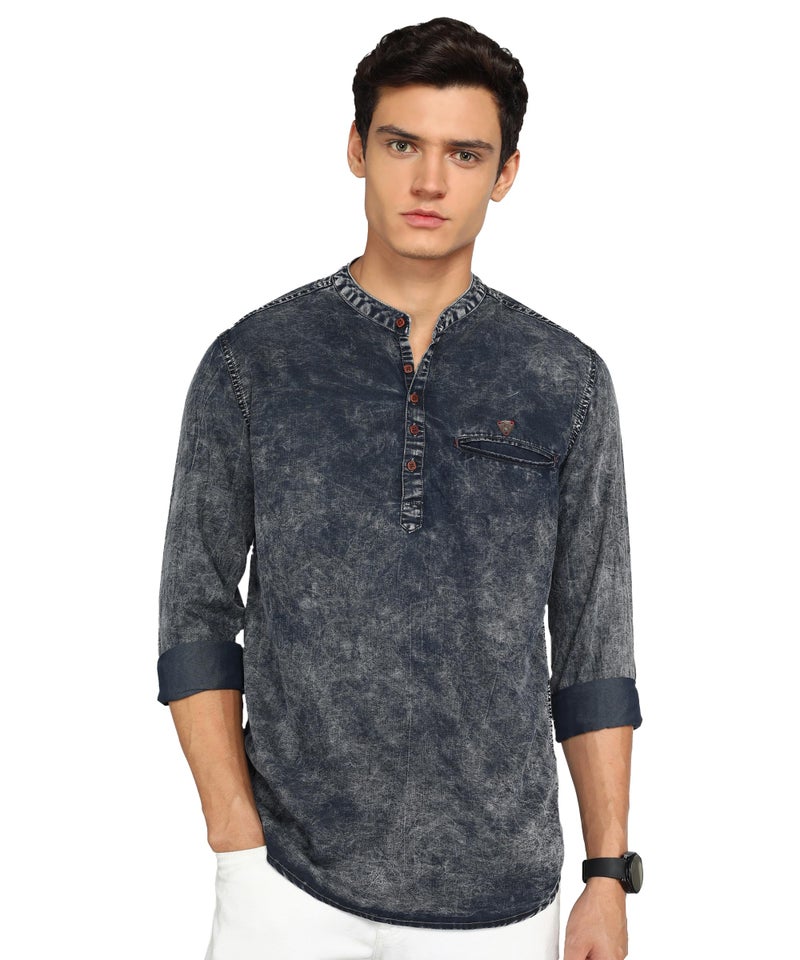 Kuons Avenue Men's Tailored Fit Blue Cloud Short Denim Kurta | Kurta Shirt for Men (KACLFS1352T-L_Blue Cloud_Large) - Image 1