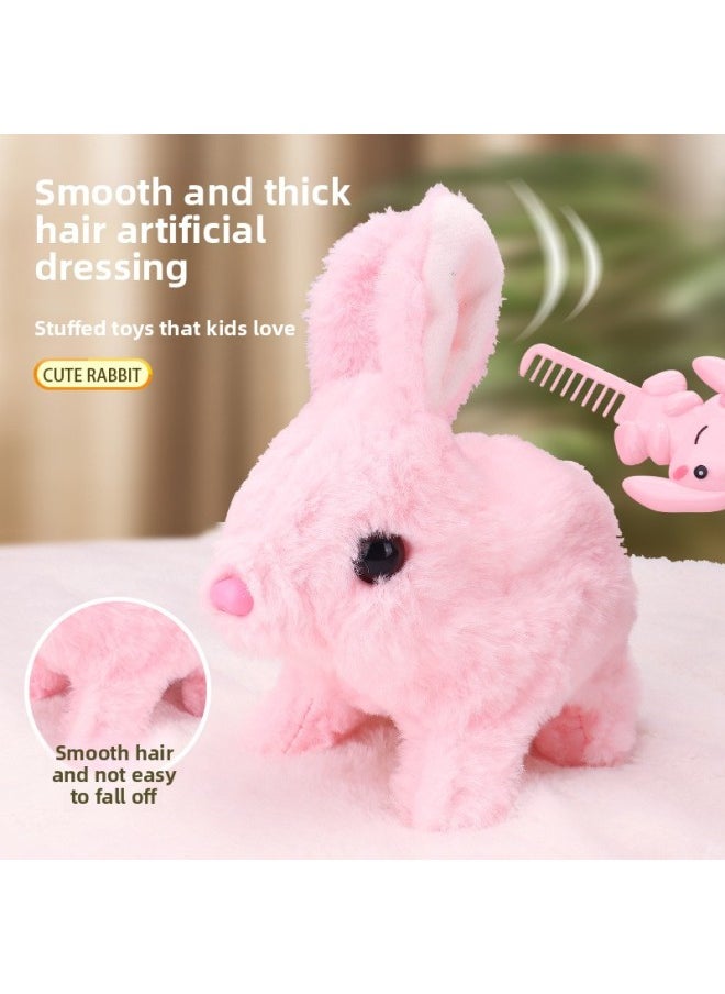 Children's Electric Simulation Backpack Rabbit Will Call Girl Pet Doll Backpack Dog Gift Puzzle Plush Toy-Color:Pink-medical Care Set [e-commerce Box]  - Image 5