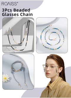 roaiss 3Pcs Crystal Beaded Glasses Chains for Women, Eyewear Strap Holders Hanging Neck Rope Windproof Mask Lanyard Eyeglasses Accessory  - Image 1