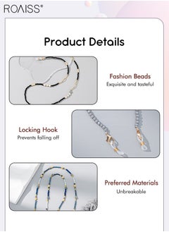 roaiss 3Pcs Crystal Beaded Glasses Chains for Women, Eyewear Strap Holders Hanging Neck Rope Windproof Mask Lanyard Eyeglasses Accessory  - Image 3