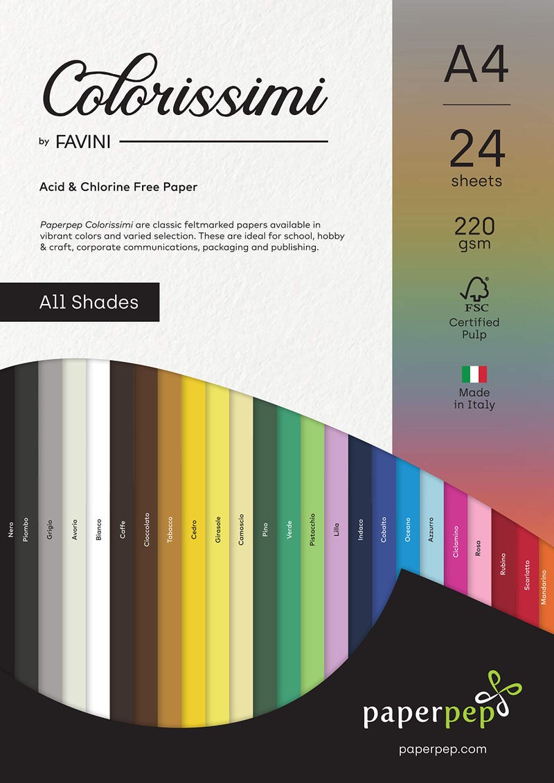 PaperPep Paper Pep Colorissimi Card Stock 220GSM A4 Multicolor Shades Assorted Pack of 24 Sheets - Image 3