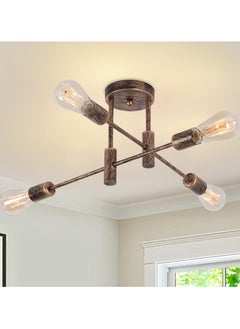 Ganeed Modern Sputnik Chandelier, Vintage 4-Light Mid Century Semi Flush Mount Ceiling Light Fixture for Bedroom, Dining Room, Living Room, Kitchen, Office, Bronze  - Image 1