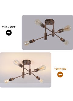 Ganeed Modern Sputnik Chandelier, Vintage 4-Light Mid Century Semi Flush Mount Ceiling Light Fixture for Bedroom, Dining Room, Living Room, Kitchen, Office, Bronze  - Image 5