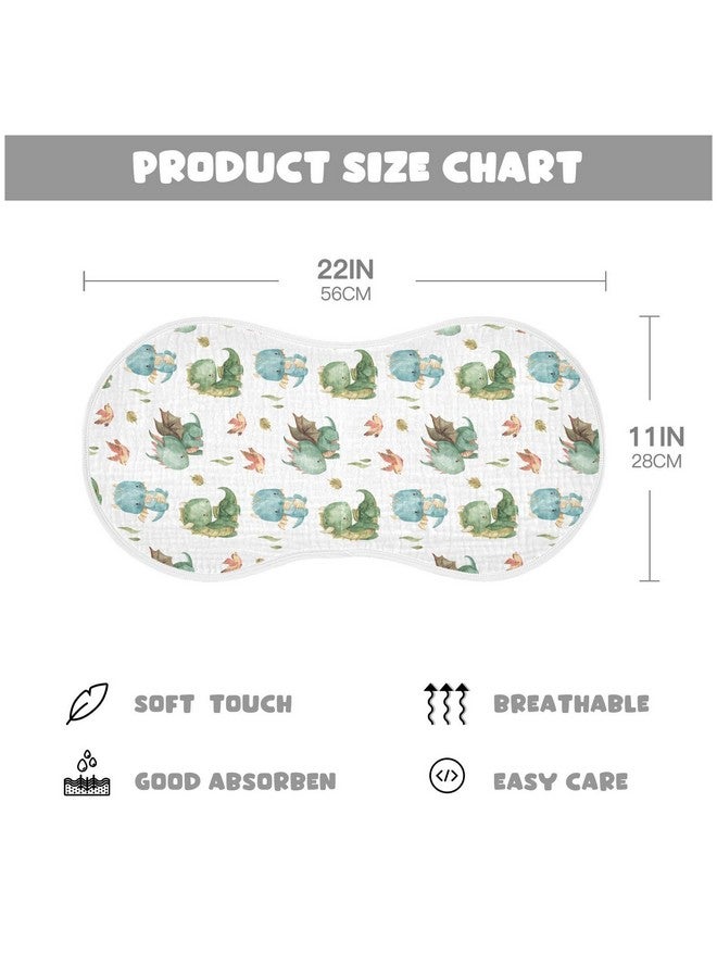 Burbuja Cute Dragon Muslin Baby Burp Cloths, Soft & Absorbent Cotton Burping Rags for Newborn Boys & Girls, 2 Pack - Image 2