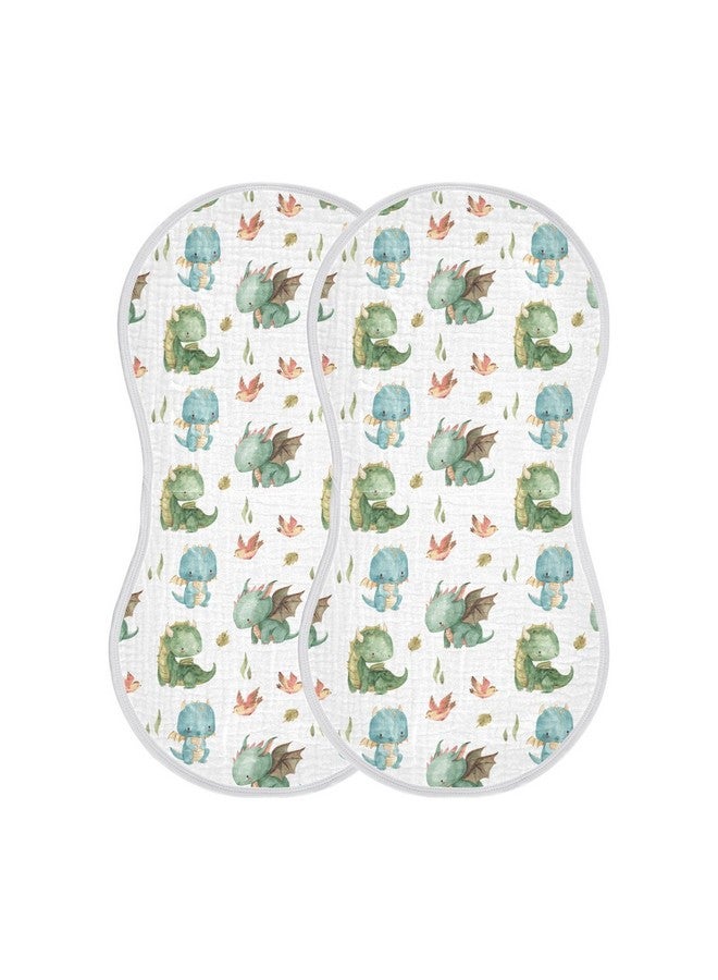 Burbuja Cute Dragon Muslin Baby Burp Cloths, Soft & Absorbent Cotton Burping Rags for Newborn Boys & Girls, 2 Pack - Image 1