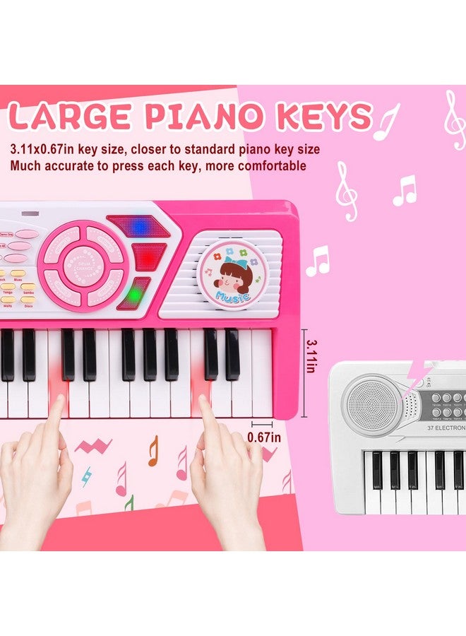 أم سانميرسن لوحة مفاتيح بيانو للأطفال 49 مفتاحًا، لوحة مفاتيح إلكترونية للعبة البيانو مع ميكروفون وسماعة رأس للمبتدئين، آلات موسيقية متعددة الوظائف، لوحة مفاتيح تعليمية، هدايا للأطفال للفتيات، وردي - Image 5