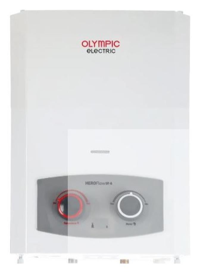 سخان اوليمبيك غاز 6لتر ابيض هيرو فلو ديجيتال غاز وانبوبه كود5585