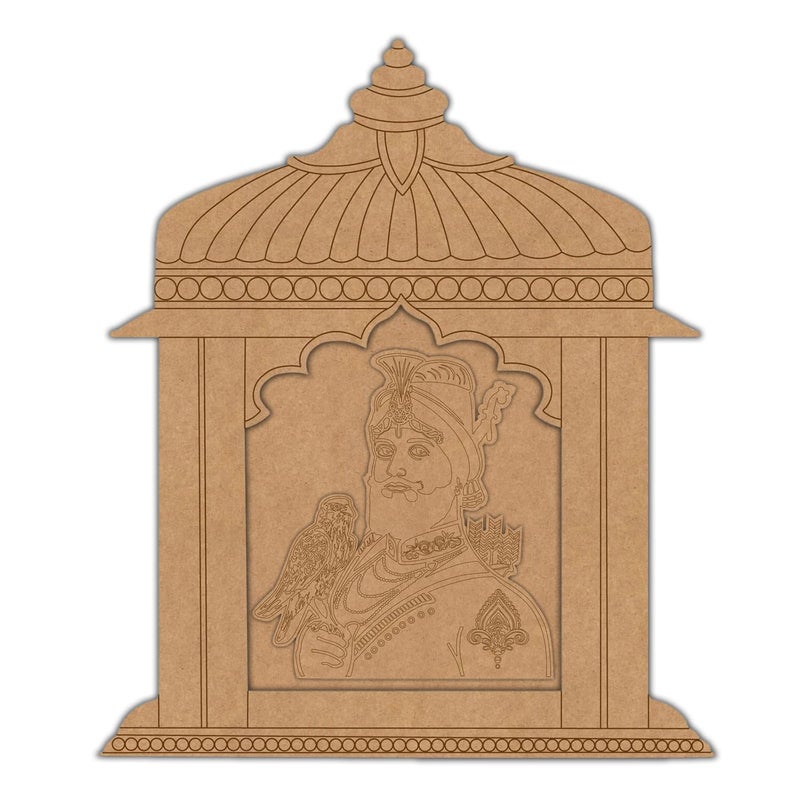 Wrapping Studio MDF Board for Lippan Art - Pre-Marked Guru Gobind Singh Ji in Jharokha Design Cutouts for Craft, Painting, DIY Projects - Eco-Friendly MDF Wood, 30x23 cm, with Colors and Glue - Image 3