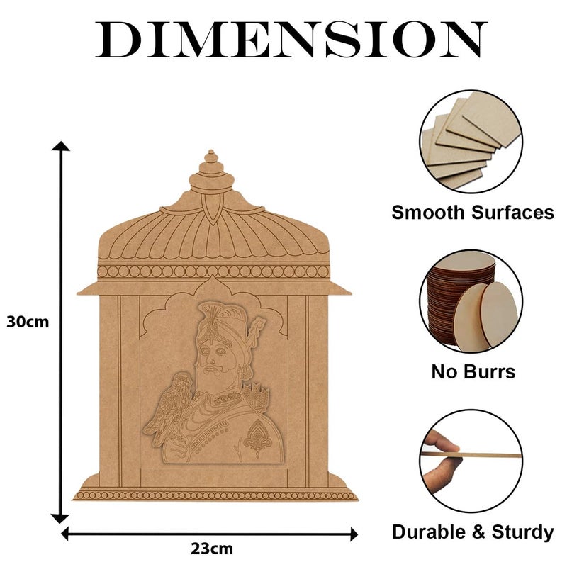 Wrapping Studio MDF Board for Lippan Art - Pre-Marked Guru Gobind Singh Ji in Jharokha Design Cutouts for Craft, Painting, DIY Projects - Eco-Friendly MDF Wood, 30x23 cm, with Colors and Glue - Image 4