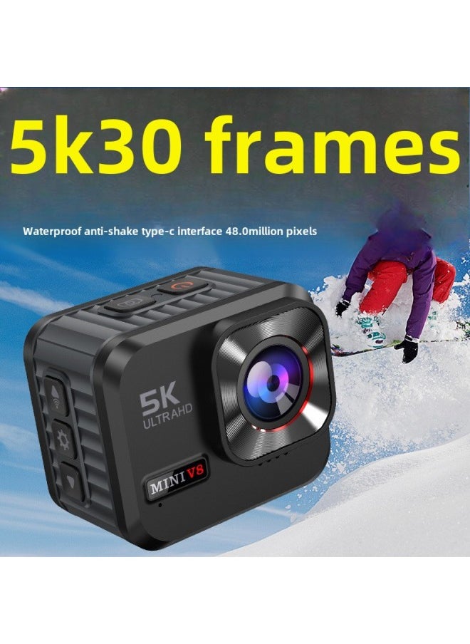 Generic 5K30 Frame HD Sports Camera 160 Degrees Ultra Wide Angle Outdoor Waterproof Anti-shake Sports Camera Riding-Color:Black + 128GB Card  - Image 1