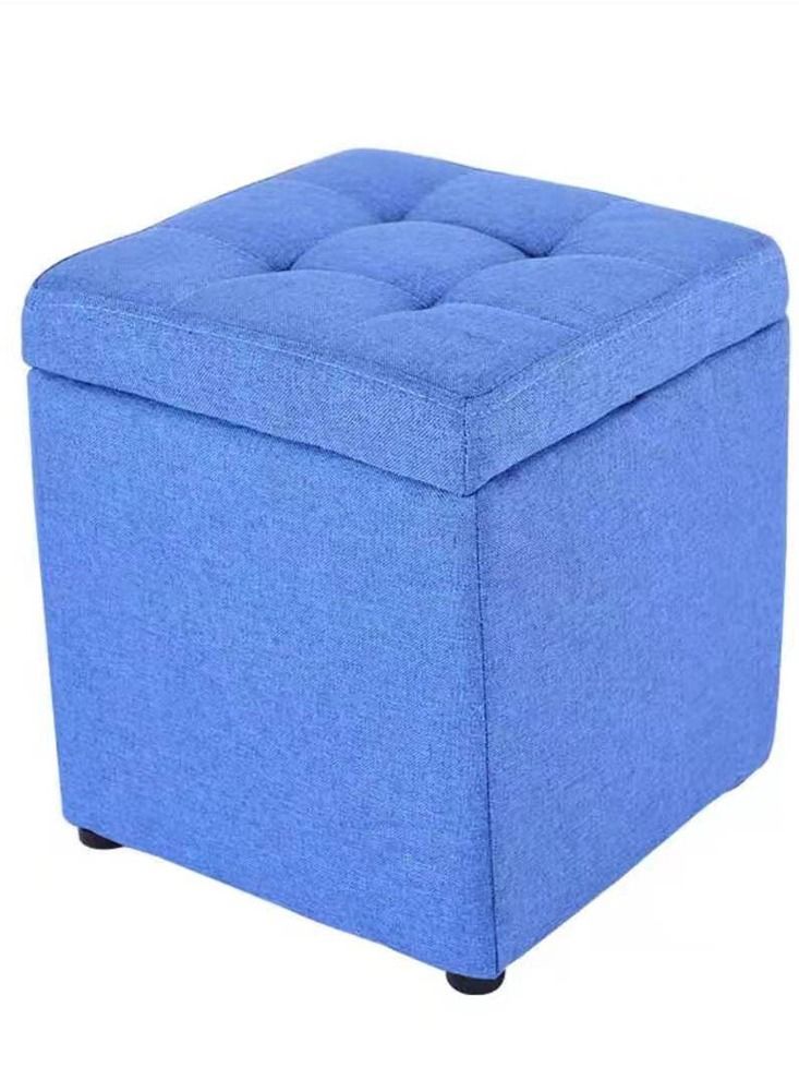 Generic FFD Ottoman Stool - Versatile Blue Storage Foot Rest for Living Room & Bedroom  - Image 3