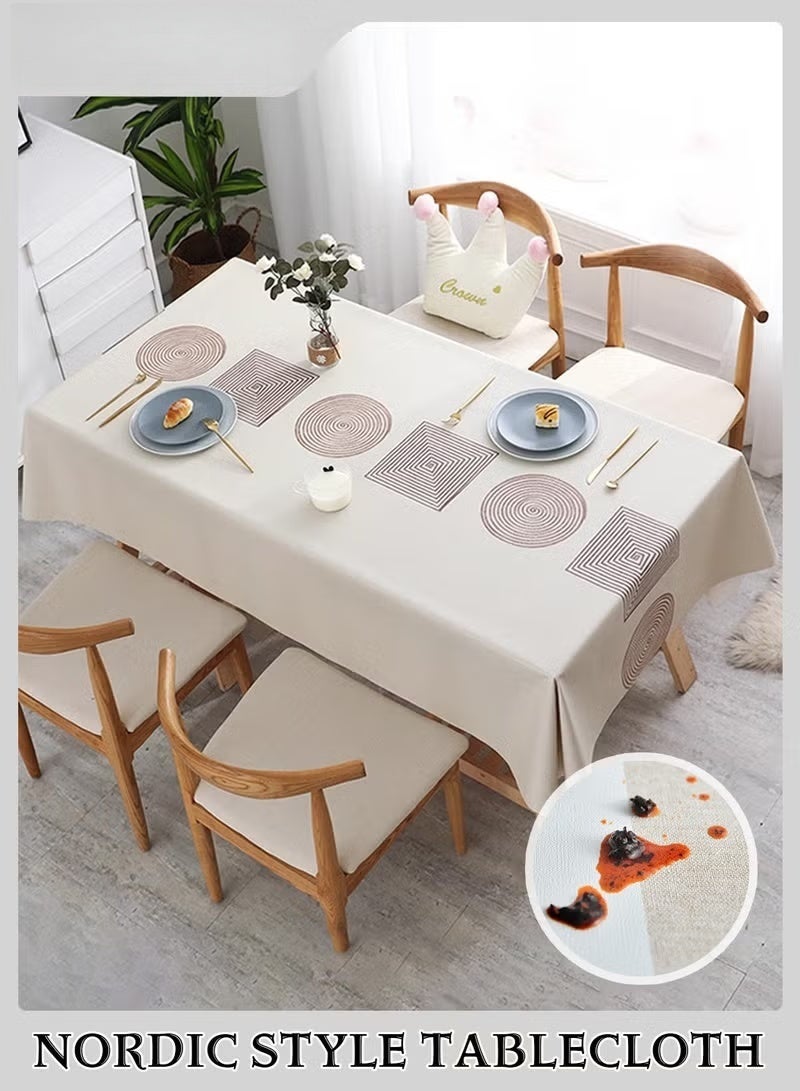 يوفان غطاء طاولة PVC مقاوم للماء قابل للمسح، 140×200 سم، مقاوم للزيت والانسكاب، غير قابل للانزلاق، بنمط هندسي، لطاولة الطعام والمطبخ والنزهات الخارجية - Image 1