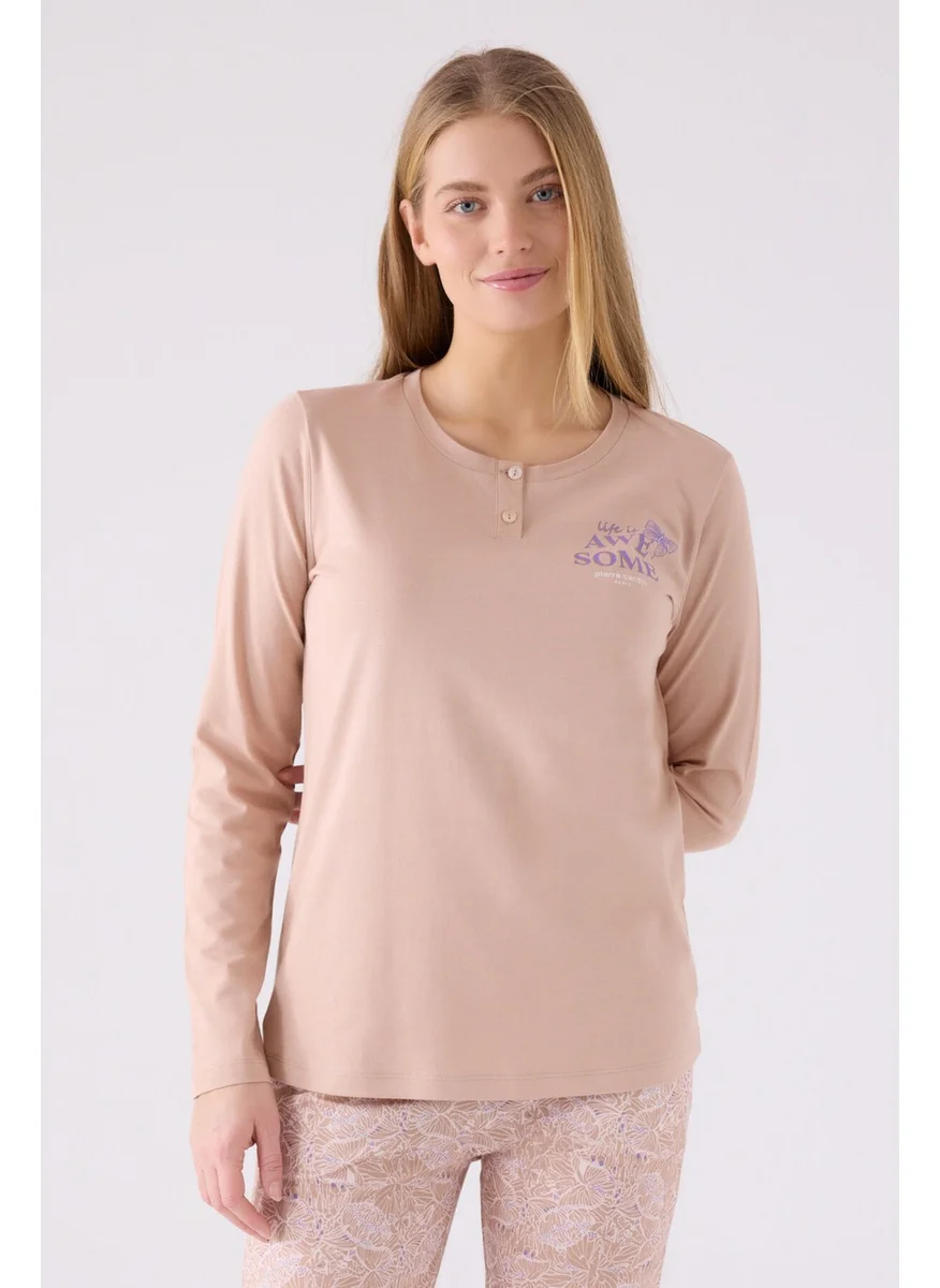 بيير كاردان Women's Long Sleeve Pajama Set PC8879 Mink