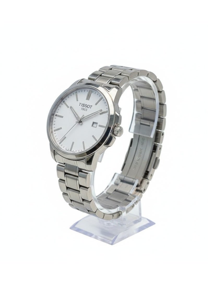 تيسو ساعة يد تيسو 1853 رجالي كوارتز – سوار ستانلس ستيل فضي ومينا أبيض مع عرض التاريخ