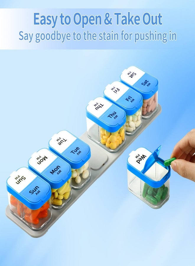 Daviky Large Pill Organizer 2 Times a Day - XL Pill Box 7 Day, Big Vitamin Holder with 7 Detachable AM/PM Compartments, Big Supplement Container for Weekly or Daily Use (Blue - Image 5