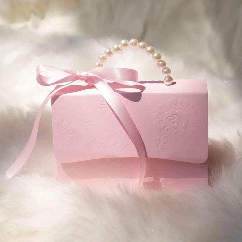 motoeye 10Pcs Pink Pearl Paper Gift Boxes for Wedding Favors, Elegant Bridesmaid and Party Favor Boxes with Ribbon, Ideal for Bridal Shower, Baby Shower, and Special Occasions (Pink, L) - Image 4