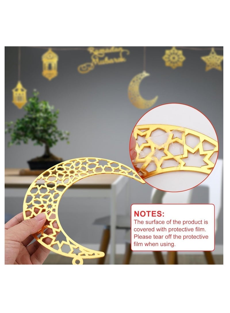 كوول تشيك 6 قطع زينة رمضان المعلقة، زينة رمضان الكريم من الأكريليك، زينة شكل القمر والنجوم لتثبيتها على الجدران أو النوافذ أو الأشجار - Image 5