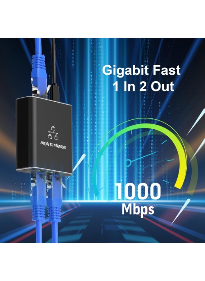 ماركة غير محددة مقسم إيثرنت 1000Mbps مع كابل طاقة Type-C – محول LAN من 1 إلى 2 منافذ RJ45  - Image 5