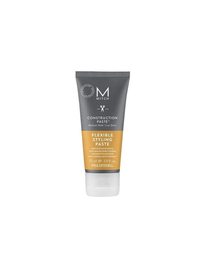 ميتش معجون MITCH by Paul Mitchell Construction للرجال، ثبات متوسط، لمعان منخفض، لجميع أنواع الشعر + الشعر القصير إلى المتوسط، 2.5 أونصة سائلة.  - Image 1