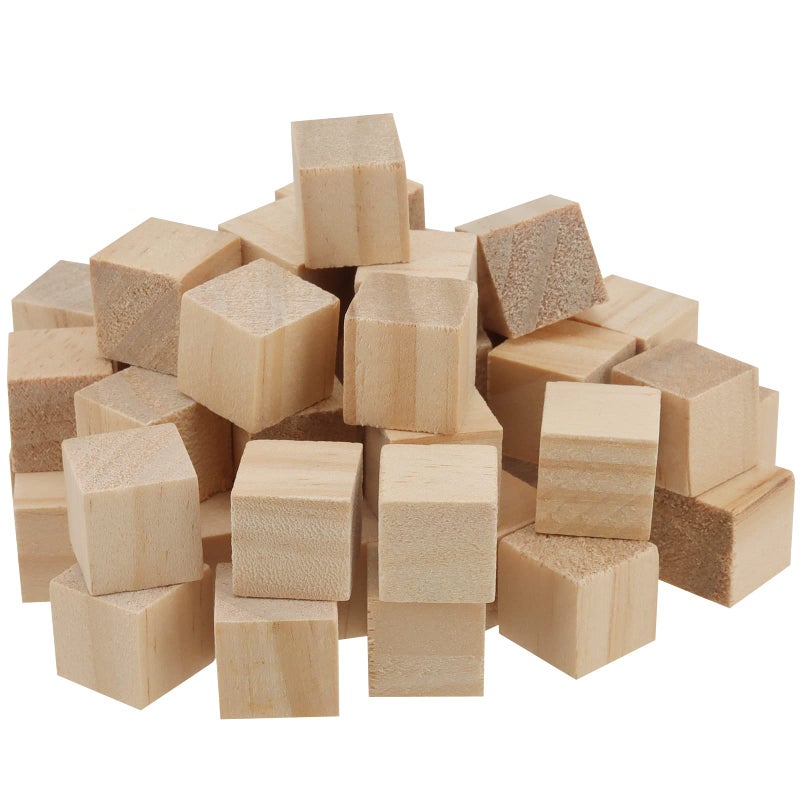HOZEON 500 PCS 12 Inch Wooden Cubes Natural Unfinished Wood Blocks Small Wood Square Blocks for Crafts Painting Puzzle Making Decorating DIY Projects