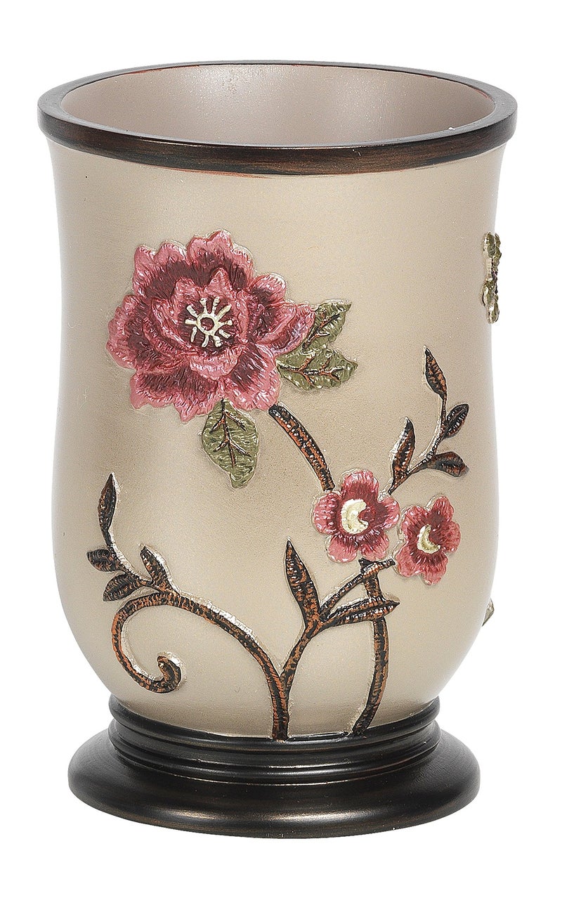 بوبيولار باث مجموعة شهيرة Bath Tumbler Larrisa Collection Rose Design Brown - Image 1