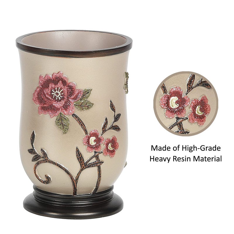 بوبيولار باث مجموعة شهيرة Bath Tumbler Larrisa Collection Rose Design Brown - Image 2