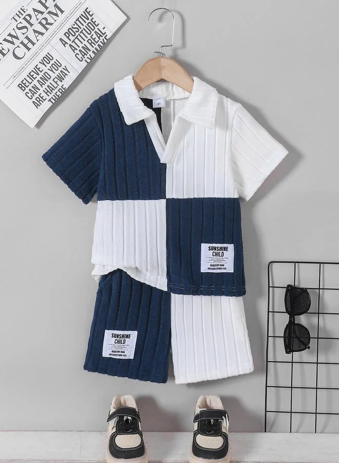 تايك تو Take Two Boys Color Block Knit Polo and Shorts Set