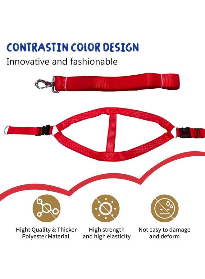 Emily Pets Dog Haness And Leash Set,Adjustable Nylon With Red Padding Dog Training Dog Harness For Large Dogs No Pull, With Heavy Duty Dog Leash, Pet Set For Large Medium Small Dogs(Red 32Mm) - Image 3